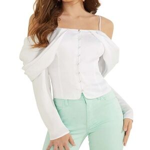 Guess Yessica Cold Shoulder Long Sleeve Blouse NWOT.